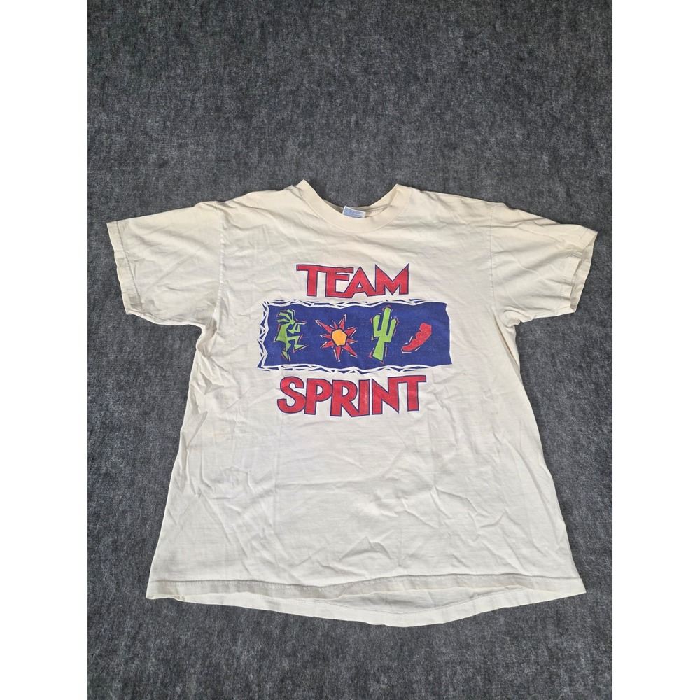 Vintage 90s Team Sprint T Shirt Men Large Hanes Beefy Southwestern Kokopelli Tee